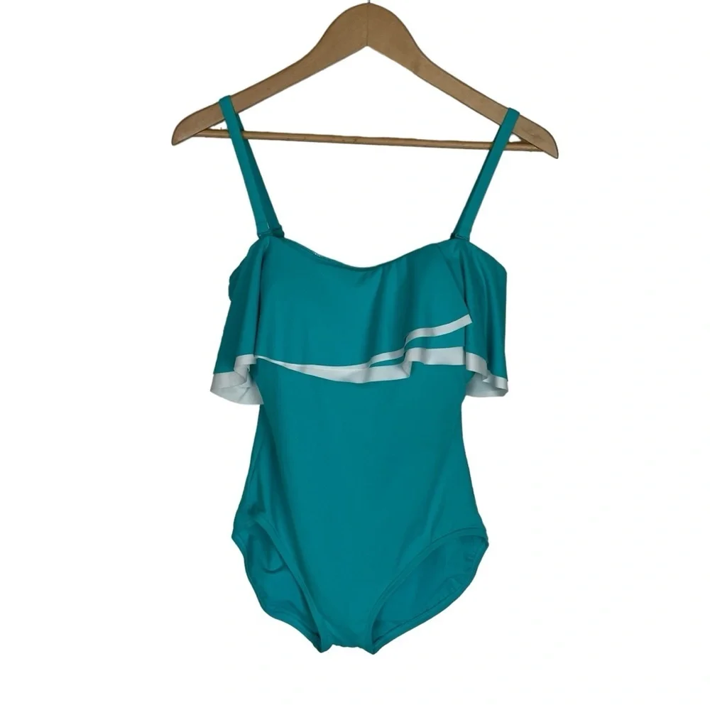 Coco Reef AQUA Contours Ruffled One-Piece‎ Swimsuit Size 10 (34D) - Picture 11 of 13